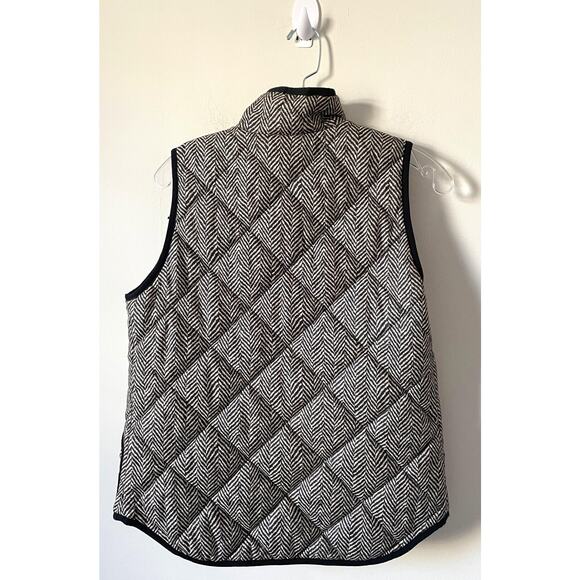 J. Crew Gold Hardwear Flannel Puffer Vest Black Cream Size XS - Picture 2 of 8